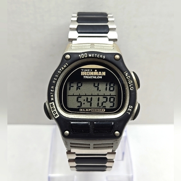 Vintage Timex Ironman Triathlon 8Lap Watch 1997 100M Digital Indiglo New Battery - Picture 1 of 10